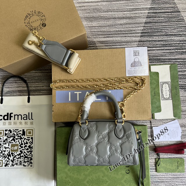 Gucci官網2022新款壓花G全皮女包 古馳G Gmatelassé皮革鏈條肩背包702251 gqy4634